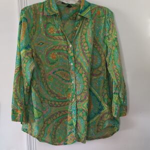Ralph Lauren Green Paisley Button Down Shirt